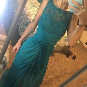 Davids bridal teal dress